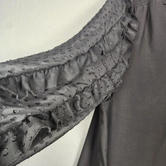 Cato Blouse Womens 18/20W Black Sheer Swiss Dot Ruffle Sleeve Pullover Plus‎ Top - Picture 7 of 14